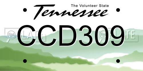 CCD309 Tennessee License Plate