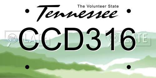 CCD316 Tennessee License Plate