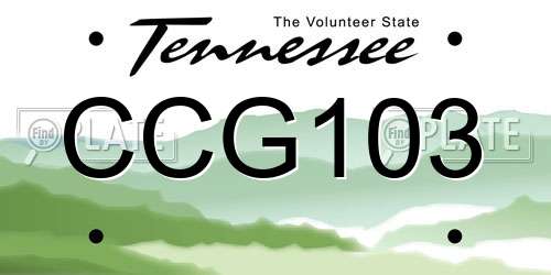 CCG103 Tennessee License Plate