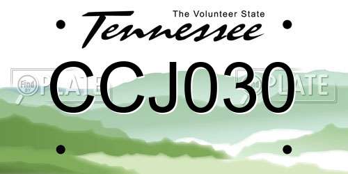 CCJ030 Tennessee License Plate