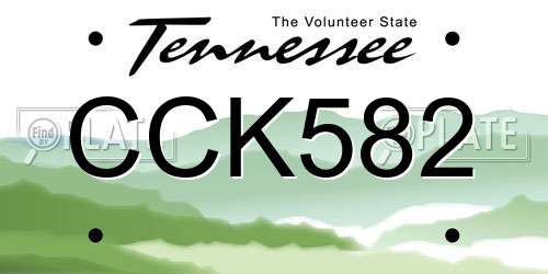 CCK582 Tennessee License Plate