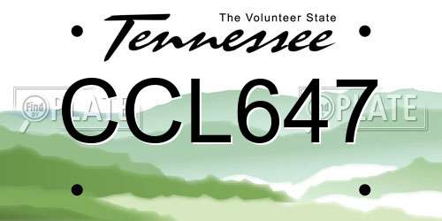 CCL647 Tennessee License Plate