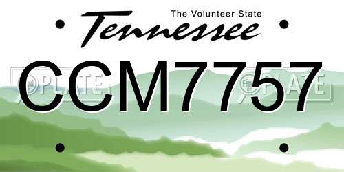 CCM7757 Tennessee License Plate
