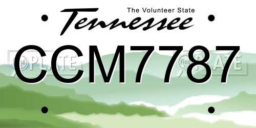 CCM7787 Tennessee License Plate