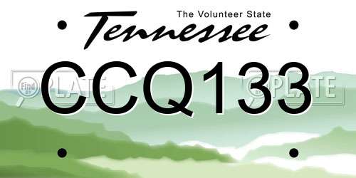 CCQ133 Tennessee License Plate