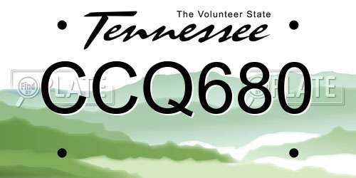 CCQ680 Tennessee License Plate