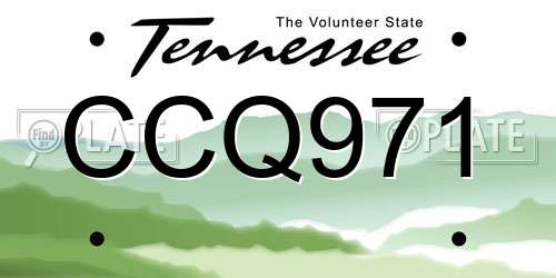 CCQ971 Tennessee License Plate