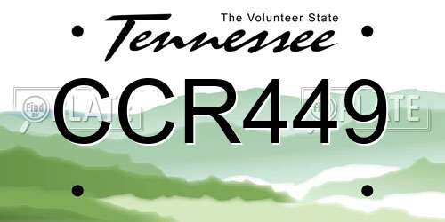 CCR449 Tennessee License Plate