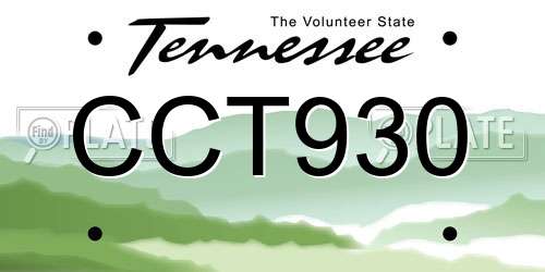 CCT930 Tennessee License Plate
