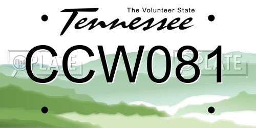 CCW081 Tennessee License Plate