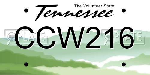 CCW216 Tennessee License Plate