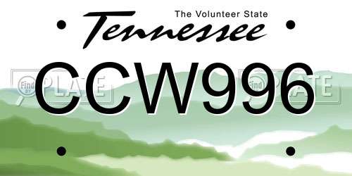 CCW996 Tennessee License Plate