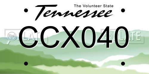 CCX040 Tennessee License Plate
