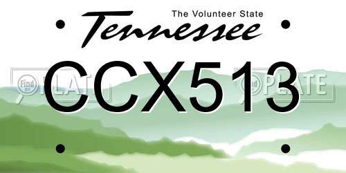 CCX513 Tennessee License Plate