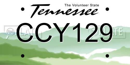 CCY129 Tennessee License Plate