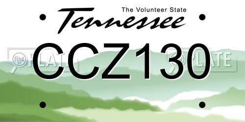 CCZ130 Tennessee License Plate