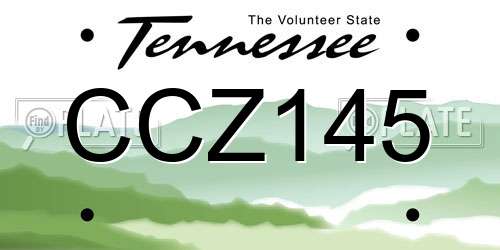 CCZ145 Tennessee License Plate