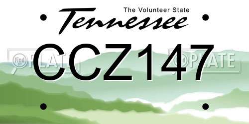 CCZ147 Tennessee License Plate