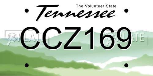 CCZ169 Tennessee License Plate