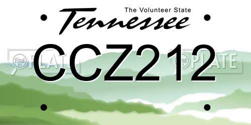 CCZ212 Tennessee License Plate