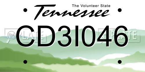 CD3I046 Tennessee License Plate
