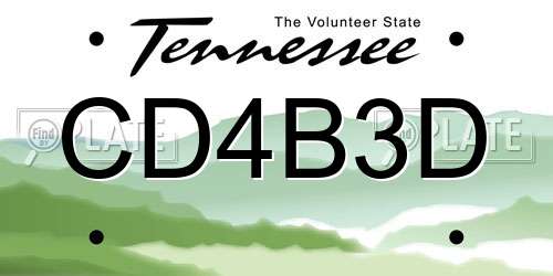 CD4B3D Tennessee License Plate