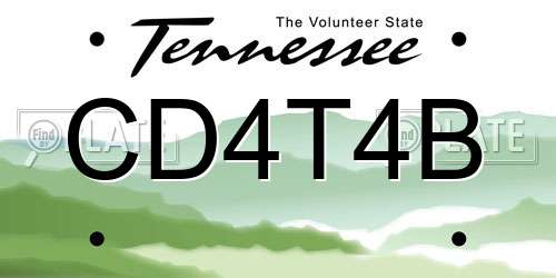 CD4T4B Tennessee License Plate