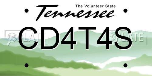 CD4T4S Tennessee License Plate