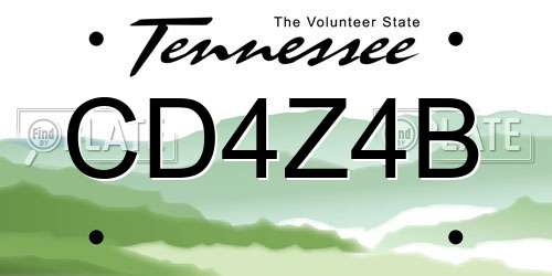 CD4Z4B Tennessee License Plate