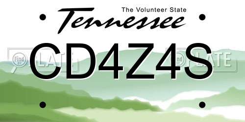CD4Z4S Tennessee License Plate