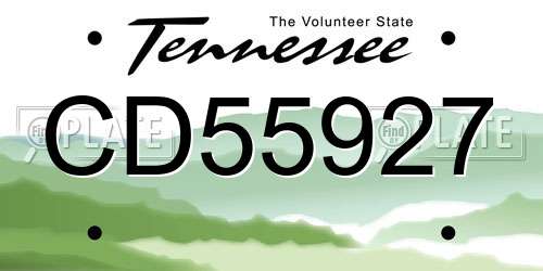 CD55927 Tennessee License Plate