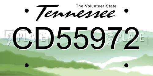 CD55972 Tennessee License Plate