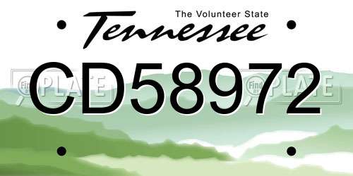 CD58972 Tennessee License Plate