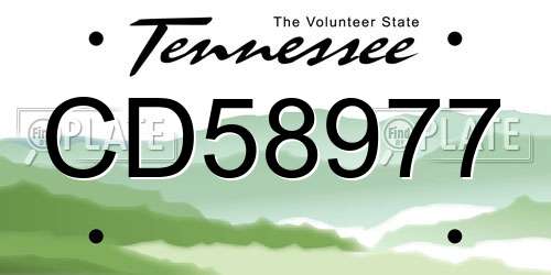 CD58977 Tennessee License Plate