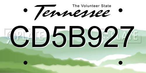 CD5B927 Tennessee License Plate
