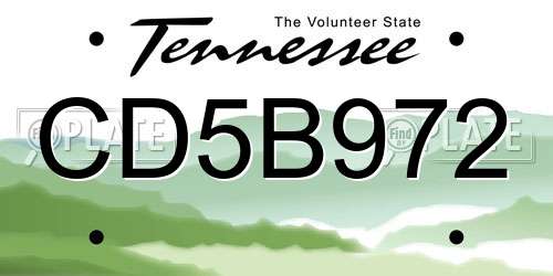 CD5B972 Tennessee License Plate
