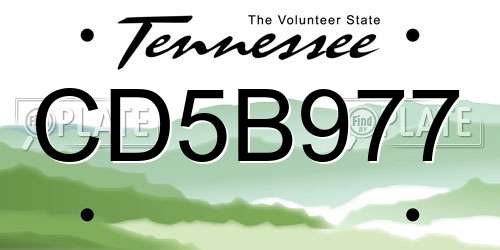 CD5B977 Tennessee License Plate