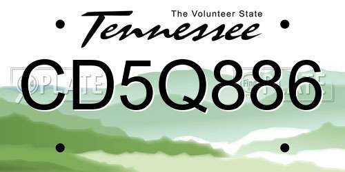 CD5Q886 Tennessee License Plate