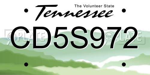 CD5S972 Tennessee License Plate