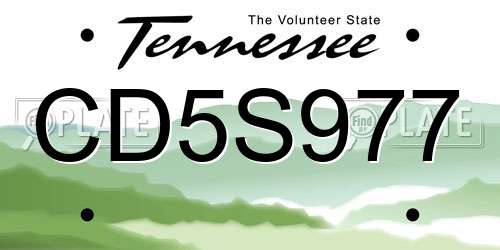 CD5S977 Tennessee License Plate