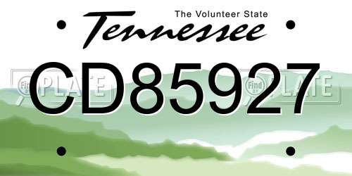 CD85927 Tennessee License Plate