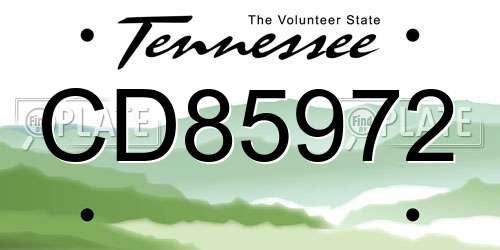 CD85972 Tennessee License Plate
