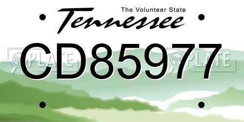 CD85977 Tennessee License Plate