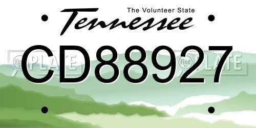 CD88927 Tennessee License Plate