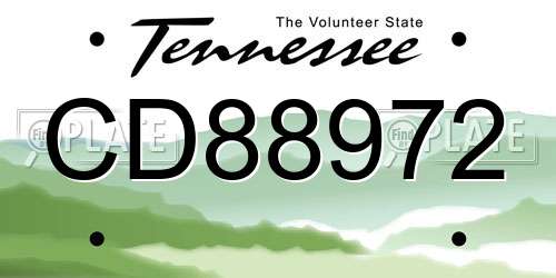 CD88972 Tennessee License Plate
