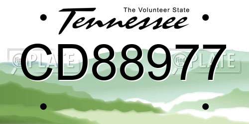 CD88977 Tennessee License Plate