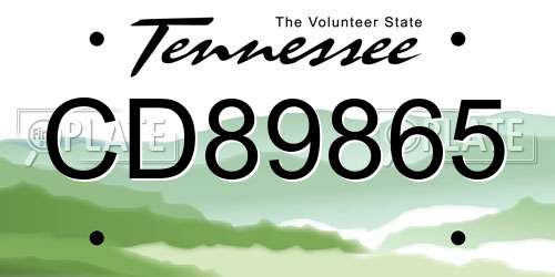 CD89865 Tennessee License Plate