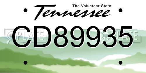 CD89935 Tennessee License Plate