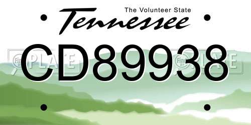 CD89938 Tennessee License Plate