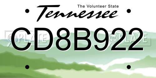 CD8B922 Tennessee License Plate